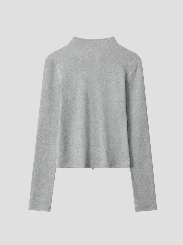 None Unit Archive Print Double-zip Top in heather gray product back view