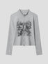 None Unit Archive Print Double-zip Top in heather gray product front view