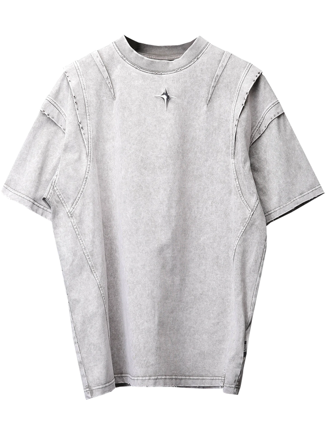 None Unit ash washed panel short sleeve tee product image on transparent background