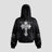None Unit Barbed Cross Graphic Zip Hoodie in black product front view