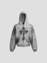 None Unit Barbed Cross Graphic Zip Hoodie in heather gray product front view