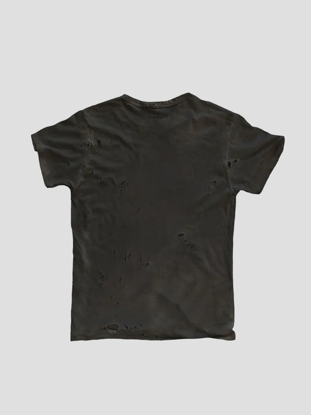 None Unit Barbed Script Distressed Tee in washed black product back view
