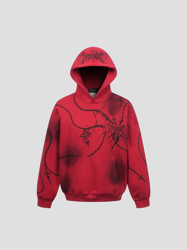 None Unit Chain Wraith Graphic Hoodie in red product front view