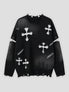 None Unit Cross Frame Layered Distressed Sweater in black product front view