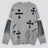 None Unit Cross Frame Layered Distressed Sweater in gray product front view