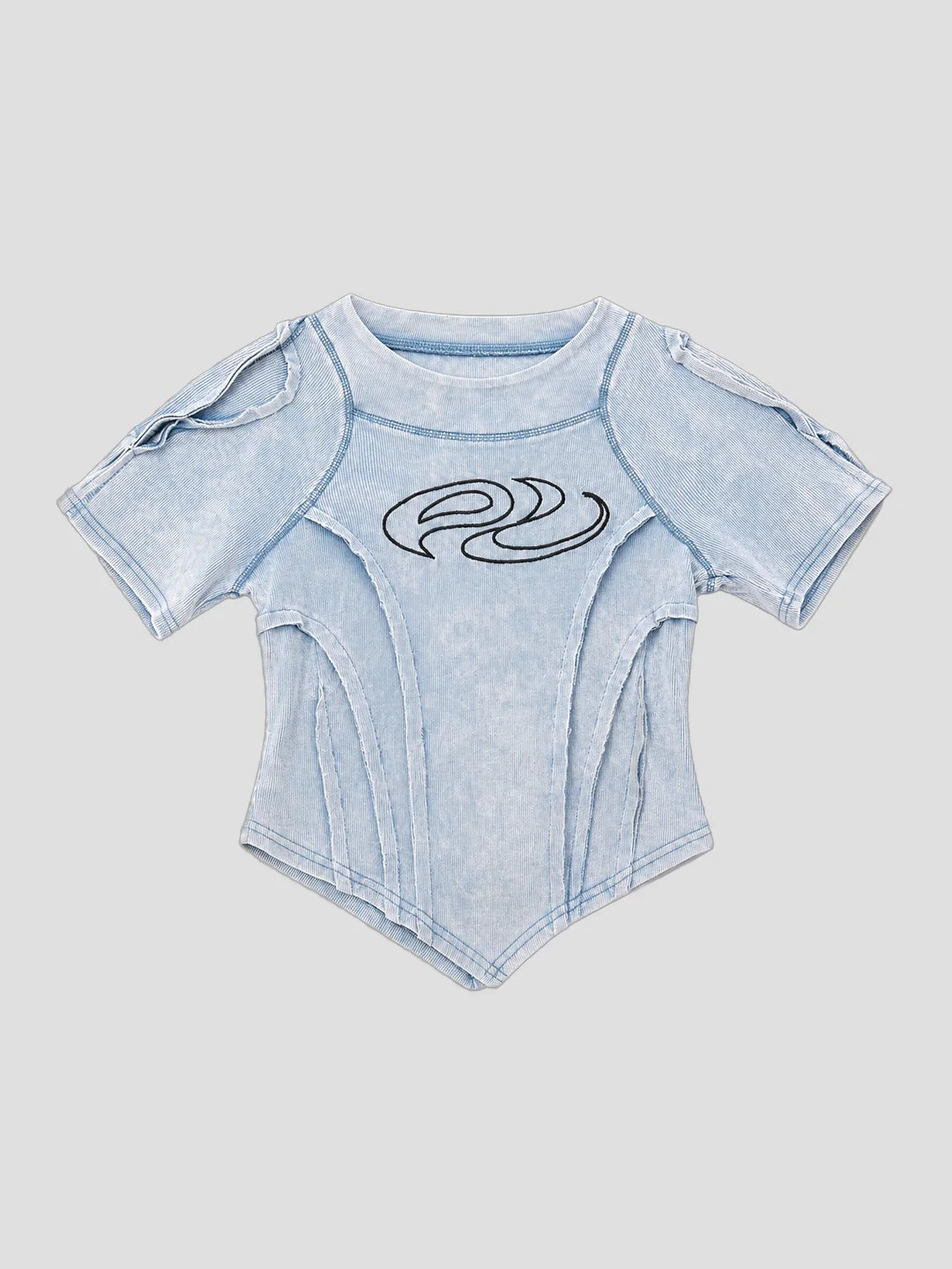 None Unit Deconstructed Armor washed mesh tee in blue product front view