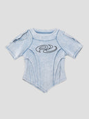 None Unit Deconstructed Armor washed mesh tee in blue product front view