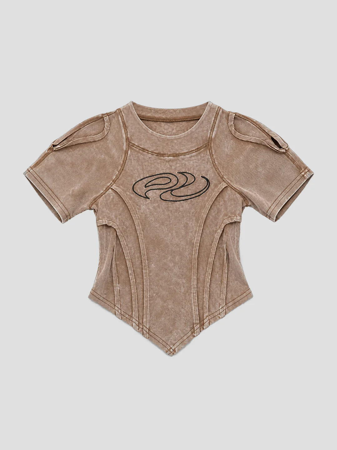 None Unit Deconstructed Armor washed mesh tee in brown product front view