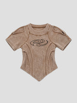 None Unit Deconstructed Armor washed mesh tee in brown product front view