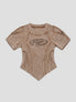 None Unit Deconstructed Armor washed mesh tee in brown product front view