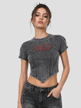 None Unit Deconstructed Armor washed mesh tee in gray front model view