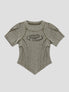 None Unit Deconstructed Armor washed mesh tee in green product front view