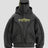None Unit double hood mask zip hoodie in charcoal gray, front view on clean light background