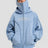 None Unit double hood mask zip hoodie in sky blue, styled model view on clean light background