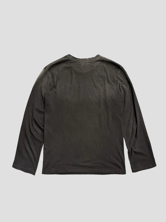 None Unit Educated Washed Long-Sleeve Tee in washed black product back view