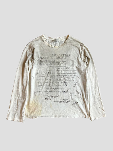 None Unit Educated Washed Long-Sleeve Tee in washed white product front view