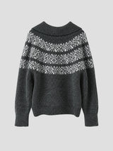 None Unit Fair Isle Half-zip Wool-blend Sweater in charcoal product back view