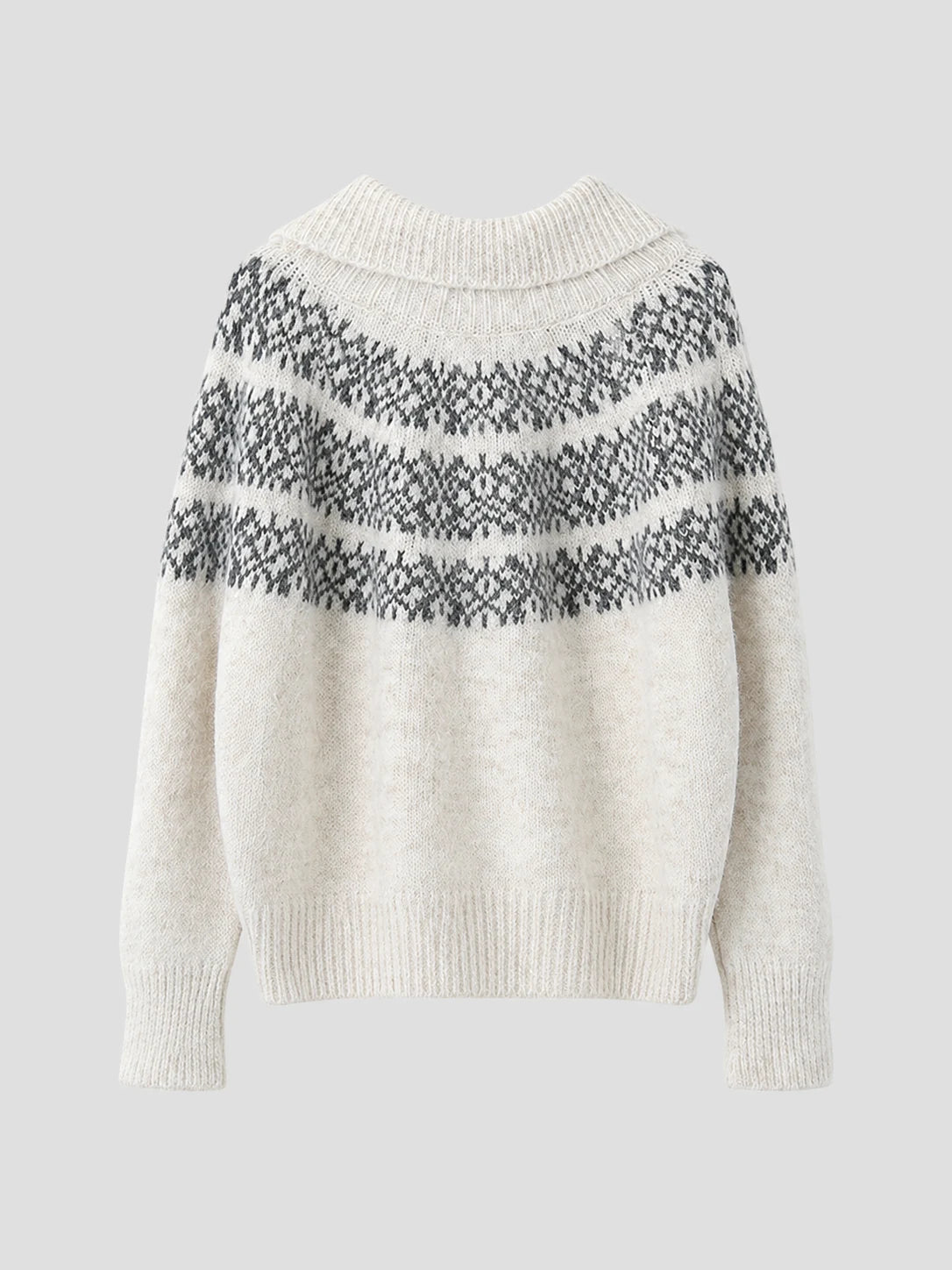 None Unit Fair Isle Half-zip Wool-blend Sweater in ivory product back view