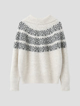 None Unit Fair Isle Half-zip Wool-blend Sweater in ivory product back view