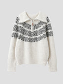 None Unit Fair Isle Half-zip Wool-blend Sweater in ivory product front view