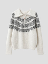 None Unit Fair Isle Half-zip Wool-blend Sweater in ivory product front view