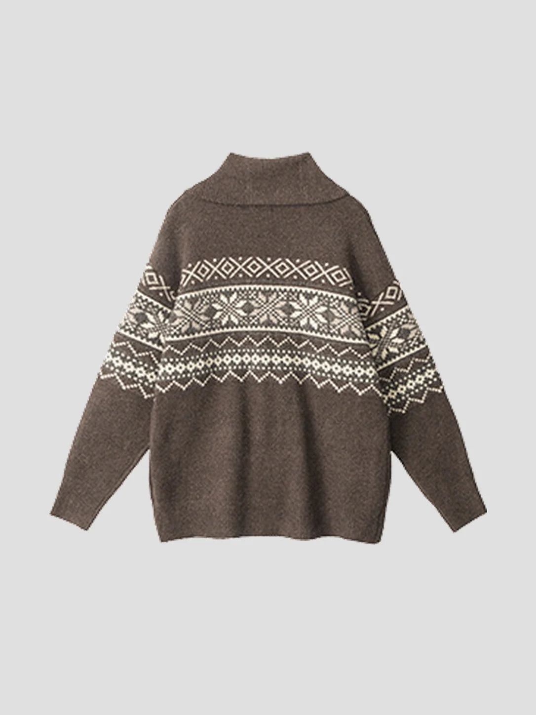 None Unit Fair Isle Toggle Cardigan in coffee product back view