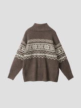 None Unit Fair Isle Toggle Cardigan in coffee product back view
