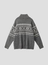 None Unit Fair Isle Toggle Cardigan in heather gray product back view