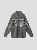 None Unit Fair Isle Toggle Cardigan in heather gray product front view