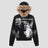 None Unit Fur-Trim Graphic Zip Hoodie in black product front view