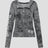 None Unit Ghost Script Hooded Henley Top in ash grey product front view