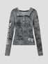 None Unit Ghost Script Hooded Henley Top in ash grey product front view