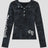 None Unit Ghost Script Hooded Henley Top in black product front view