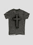 None Unit Gothic Cross Distressed Tee in washed gray product front view