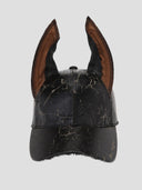 None Unit Gothic Dog Ear Pu Baseball Cap in black plain product front view