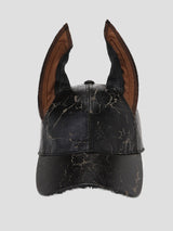 None Unit Gothic Dog Ear Pu Baseball Cap in black plain product front view