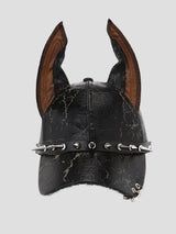 None Unit Gothic Dog Ear Pu Baseball Cap in black rivet product alternate view