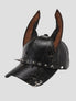 None Unit Gothic Dog Ear Pu Baseball Cap in black rivet product front view