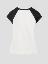 None Unit Grunge Cross Raglan Crop Tee in black product back view