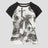 None Unit Grunge Cross Raglan Crop Tee in black product front view