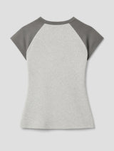 None Unit Grunge Cross Raglan Crop Tee in gray product back view