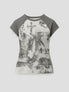 None Unit Grunge Cross Raglan Crop Tee in gray product front view