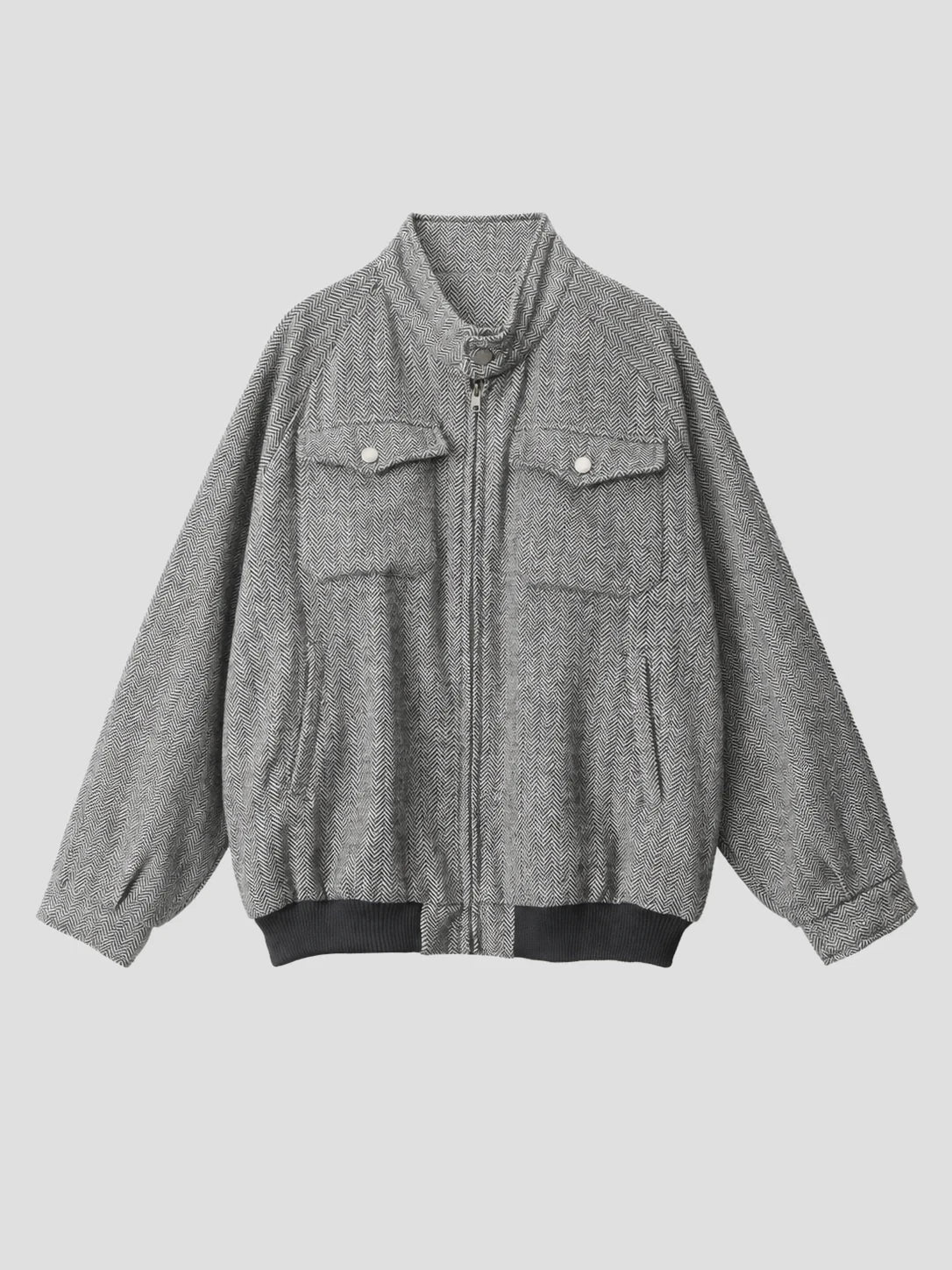 None Unit Herringbone Zip Work Jacket in heather gray product front view
