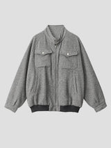 None Unit Herringbone Zip Work Jacket in heather gray product front view