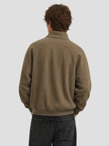 None Unit Herringbone Zip Work Jacket in khaki male model back view