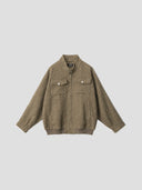None Unit Herringbone Zip Work Jacket in khaki product front view