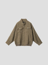 None Unit Herringbone Zip Work Jacket in khaki product front view