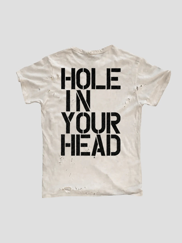 None Unit Hole In Your Head Distressed Tee in white product back view