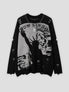 None Unit Liberty Hand Distressed Graphic Sweater in black product front view