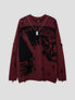 None Unit Liberty Hand Distressed Graphic Sweater in burgundy product front view